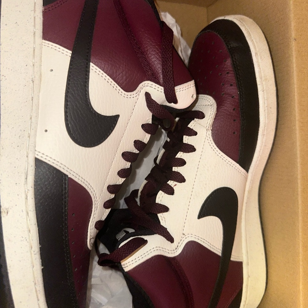 Nike Men's Burgundy and White Sneakers